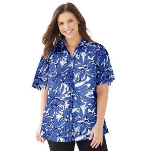 Блузка с коротким рукавом для женщин plus size petite timeless Catherines, Blue Graphic Flower