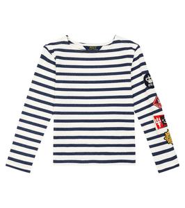 Полосатый хлопковый топ Polo Ralph Lauren Kids, синий