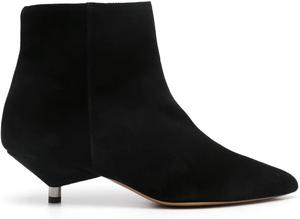 Женские замшевые ботильоны на низком каблуке-стилетто, с заостренным носком, боковой молнией, короткие ботинки для офиса, вечеринки или свадьбы, повседневные и элегантные на осень и зиму NSZPD, Black