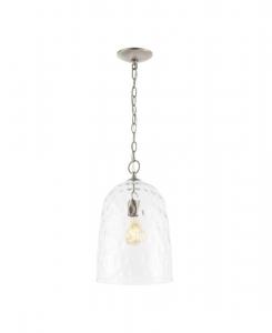 Подвесной светильник Matilda 10 дюймов, 1 плафон, в индустриальном стиле, с металлическим куполом и рифленым стеклом, никель/прозрачный Jonathan Y, цвет nickel