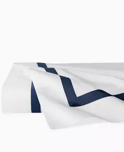 Простыня из хлопчатобумажной ткани, односпальная, односпальная Sferra, white/navy