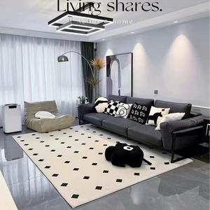 Saint Valentine Ковер 100х200 см для гостиной в стиле wabi-sabi, утолщенный, из искусственной шерсти, ромбовидный черный