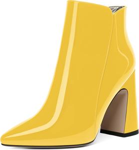 Женские Ботильоны MODENCOCO с острым носком, на высоком каблуке, с молнией, теплые, деловые, повседневные, каблук 4 дюйма, Yellow