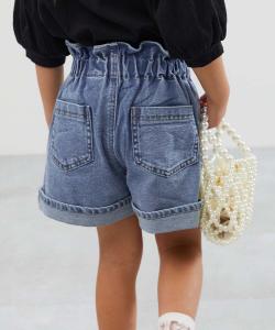 Джинсовые шорты с высокой талией и оборками Raku, джинсовые брюки, укороченные брюки, весна/лето 2015.