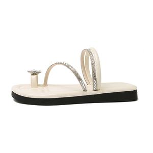 NANJIREN Женские слайдеры с вырезом стразами, бесшумные, устойчивые к запахам, износостойкие, быстросохнущие, амортизирующие - бежевые, цвет Beige