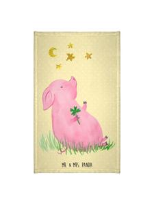Mr. & Mrs. Panda Полотенце в виде свинки, счастливая, без слов, пастельно-желтого цвета