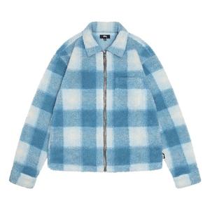 Куртка Stussy Shadow Plaid Zip Sherpa, Light Blue
