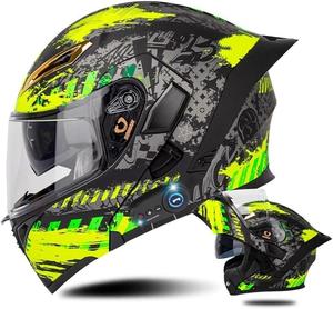Шлем мотоциклетный AAREG Bluetooth, черный / зеленый
