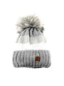 Шапка Faera Mütze mit Innenfutter im Herbst oder Winter Bommel-Mütze, синий