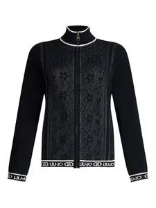 Кружевной кардиган с высоким воротником LIU JO, черный