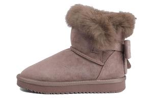 Женские зимние ботинки DAPHNE с меховой опушкой и бантом, темно-розовый