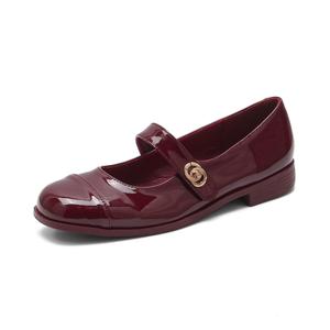 QITUMAUL Мэри Джейн на платформе 2 см женские бордовые, цвет Burgundy[Heel Height 2cm]