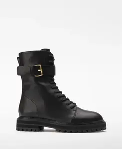 Женские армейские ботильоны из кожи с пряжкой Adolfo Dominguez, черный