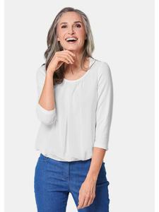 GOLDNER Блузка/рубашка из шифона с рукавами 3/4 и круглым вырезом, белого цвета