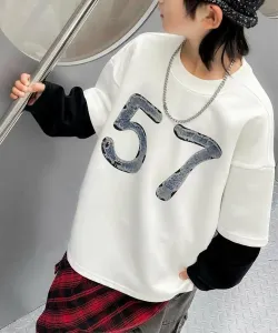 Детская многослойная толстовка с принтом цифр aimoha KIDS, цвет White