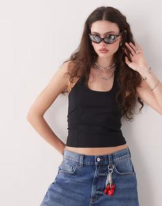 Топ COLLUSION с бретельками через шею и отделкой кантом черного цвета