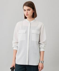 Рубашка с воротником-стойкой из прозрачной вуали, которую можно стирать.