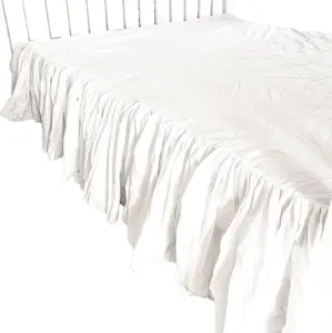 Простыня на резинке из хлопка с оборками, для спальни, 160х200 см, белая EDANTI