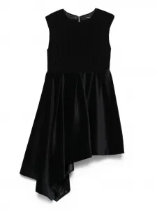 Бархатное платье с геометричным узором Balmain Kids, черный