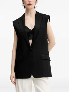 Однобортный жилет без рукавов HUGO, черный