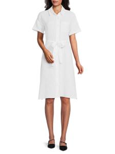 Платье-рубашка длиной до колена с поясом Saks Fifth Avenue, белый