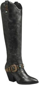 Женские ковбойские сапоги Forever Link с острым носком выше колена, Black-12