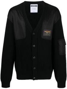 Moschino кардиган с V-образным вырезом и нашивкой-логотипом, черный