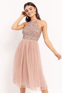 Платье миди с открытой спиной Maya, розовый