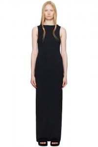 Гладкое платье макси с длинным лодочным вырезом Skims, цвет obsidian
