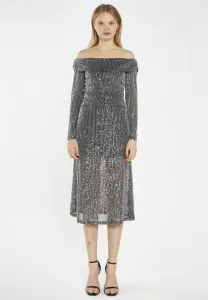 Коктейльное платье миди в стиле бардо/вечернее платье Glamorous, Black Mesh Sequin