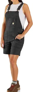 Carhartt Women's 106197 Женский комбинезон-шорты Relaxed Fit из прочной ткани Rugged Flex, Black