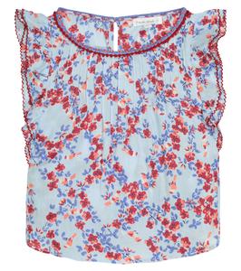 Топ с цветочным принтом янтаря Poupette St Barth Kids, Blue Kookoo Bird