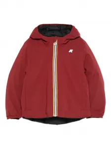 Двусторонняя стёганая куртка с капюшоном на молнии K Way Kids, красный
