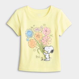 Футболка с принтом Peanuts Snoopy & Woodstock и цветами для девочек 4-12 лет Jumping Beans