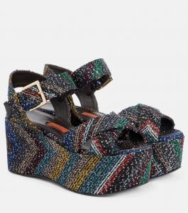 Босоножки Julia Caperdoni на платформе с пайетками Missoni, разноцветный