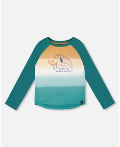 Детская футболка из хлопкового трикотажа с рукавами реглан, темно-зеленого цвета - для малышей/детей Deux par Deux, Forest green