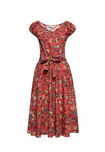 Платье А-силуэта с принтом по всей поверхности в гавайском стиле QUEEN KEROSIN, красный