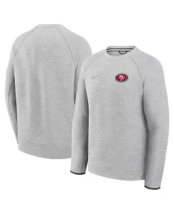 Мужской свитшот Tech Fleece с регланным рукавом в ворсистом сером цвете San Francisco 49ers Nike