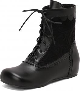 Generic Женские викторианские ботинки на шнуровке для косплея, готические, на Хэллоуин, для ведьмы, с эффектом увеличения роста, вечерние, нарядные туфли