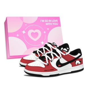 Nike Dunk Black White, Cherry Wang устойчивые к истиранию низкие скейтборд-кроссовки unisex красный