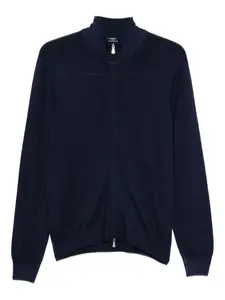 Шерстяной свитер с застежкой-молнией на вороте Barba, синий