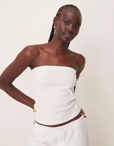 Длинное бандо с вафельным узором ASOS DESIGN кремового цвета