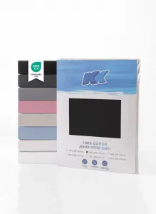 Простыня на резинке из джерси 100% хлопок 140х200+30 см, черная KK Shopping