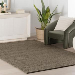 Nuloom Thellia Solid ковер 122 x 183 см из шерсти с длинным ворсом для гостиной спальни столовой детской, коричневый оливковый