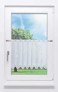 Штора для кафе - арочный узор (Ш x В) 140,4 см * 45 см, чисто-белый/белый Lysel