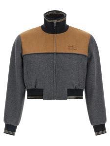 Бомбер из велюра MIU MIU, мультиколор