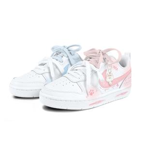 Nike Кроссовки для скейтбординга Court Borough Mismatched Anime Slip Resistant Abrasion Resistant для детей и подростков, синий и розовый