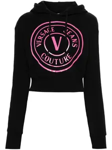Укороченное худи с логотипом Versace Jeans Couture, черный