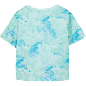 Футболка синяя, зеленая, голубая тай-дай с полным принтом для подростков Skechers