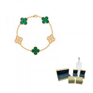 Van Cleef & Arpels Браслет Alhambra с малахитом и бриллиантами